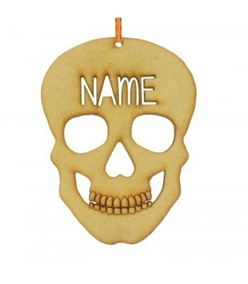 Laser Cut Personalised Halloween Bauble Stencil Font Name - Skull Design